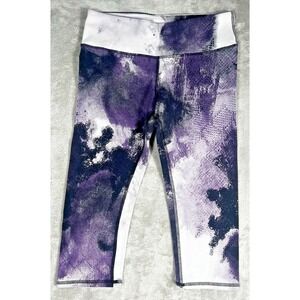 ALO Yoga Small Airbrush Capris Leggings high Rise Stretch purple abstract